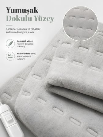 OMAK Çift Kişilik Elektrikli Battaniye Tam Güvenlikli Dayanıklı Çift Kademeli Termostatlı Elektrikli Yatak Isıtıcı 120x150 CM