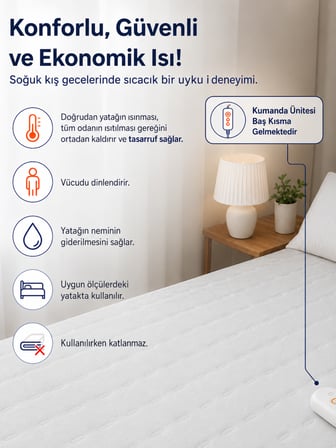OMAK Çift Kişilik Elektrikli Battaniye Tam Güvenlikli Dayanıklı Çift Kademeli Termostatlı Elektrikli Yatak Isıtıcı 120x150 CM