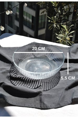 1 Adet Cam Şeffaf 20 Cm Salata Kasesi Orta Boy Salata Tabağı Kase 20 cm