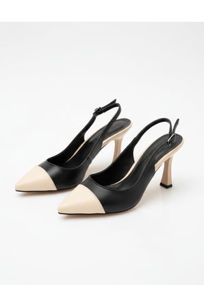 Renk Kontrastlı Arkası Açık Stiletto