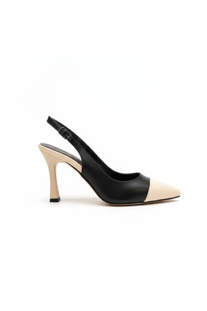 Renk Kontrastlı Arkası Açık Stiletto