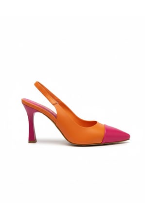 Renk Kontrastlı Arkası Açık Stiletto