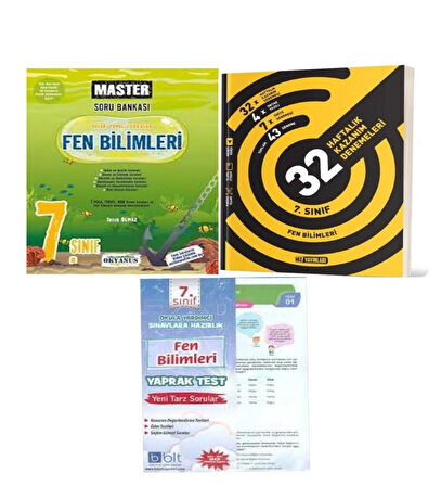 7. Sınıf Master Fen Bilimleri Soru Bankası Ve 32 Haftalık Kazanım Denemeleri +Yaprak Test