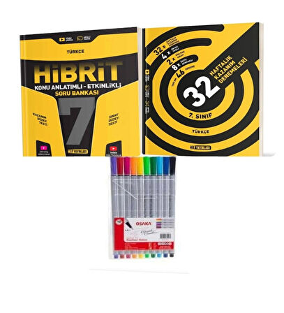 7. Sınıf Hibrit Türkçe Soru Bankası Ve 32 Haftalık Kazanım Denemeleri +Fineliner Pen