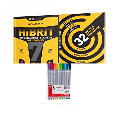 7. Sınıf Hibrit Sosyal Bilgiler Soru Bankası Ve 32 Haftalık Kazanım Denemeleri +Fineliner Pen