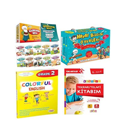 2. Sınıf Bizim Nasreddin Hoca Hikaye+Hayat Bilgisi Öyküleri+ Colorful English 2  Ve Tekrar Telafi Kitabım