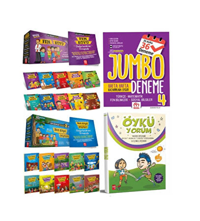 4. Sınıf Jumbo Tüm Dersler Deneme+Fen Bilimleri Öyküleri 1.Seri Fen Köyü Ve 2.Seri Fen Köyü Büyüyor+Telafi Tekrar Kitabım