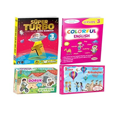 3. Sınıf Süper Turbo Soru Bankası+Sınıf Arkadaşları Hikaye + Doruk ile Kuyruk Ve Colorful Englısh Grade 3