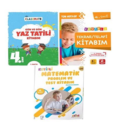 4. Sınıf Gün Ve Gün Yaz Tatili Kitabım +Matematik Problem ve Test Kitabım Ve Telafi Tekrar Kitabım