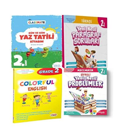 2. Sınıf Gün Ve Gün Yaz Tatili Kitabım+Yeni Nesil Paragraf+ Matematik Soruları Ve Colorful English 2