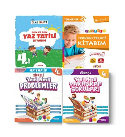 4. Sınıf Gün Gün Yaz Tatili Kitabım+Yeni Nesil Paragraf+ Matematik Soruları Ve Telafi Tekrar Kitabım