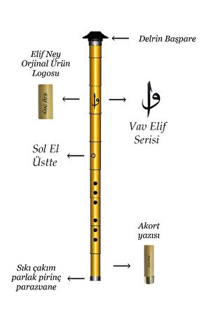 Elif Ney - Vav Elif serisi-  Kız (Si) Ney Sol El üstte - anahtarlık hediyeli