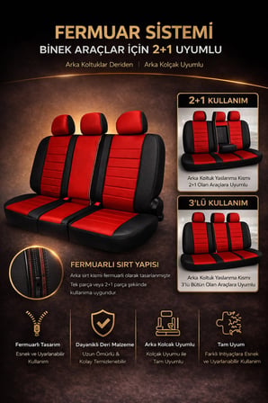 Hyundai Elantra 2011 ve Sonrası Uyumlu Colorline Elegance Deri Kırmızı Siyah Koltuk Kılıfı