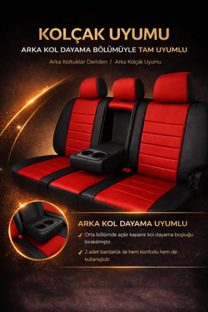 Hyundai Elantra 2011 ve Sonrası Uyumlu Colorline Elegance Deri Kırmızı Siyah Koltuk Kılıfı