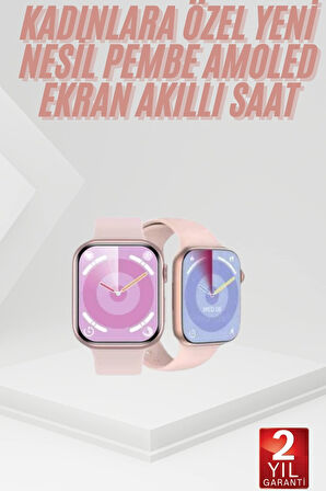 Pembe Akıllı Saat 49mm iOS & Android Uyumlu Arama Özellikli
