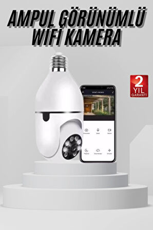 Wifi Güvenlik Kamerası 360 Derece Dönebilen Harekete Duyarlı Gece Görüşlü Ampul