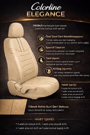 Nissan Juke 2010 ve Sonrası Uyumlu Colorline Elegance Deri Bej Siyah Koltuk Kılıfı