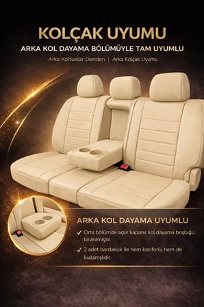 Nissan Juke 2010 ve Sonrası Uyumlu Colorline Elegance Deri Bej Siyah Koltuk Kılıfı