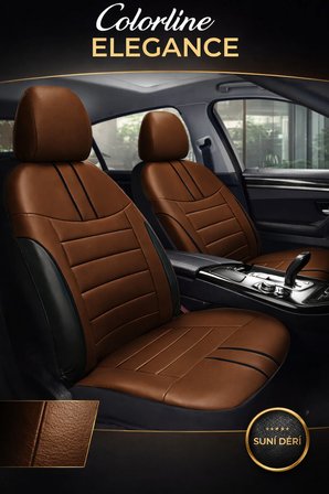 Renault Broadway 1997-2012 Uyumlu Colorline Elegance Deri Taba Siyah Koltuk Kılıfı