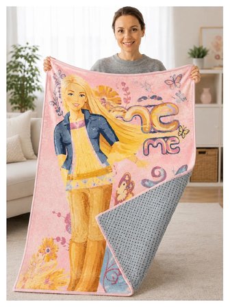 Soft Çocuk Halısı Barbie Pembe 100x160 cm Yumuşak Kaymaz Tabanlı