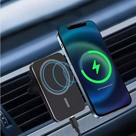 MAGSAFE ARAÇ İÇİ TELEFON TUTUCU & KABLOSUZ ŞARJ CİHAZI | 15W HIZLI ŞARJ DESTEKLİ
