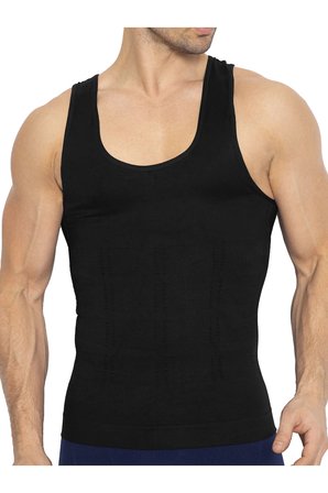 Siyah Erkek Korse Shapewear Atlet Göbek Ve Göğüs Toparlayıcı Dik Duruş Sıkılaştırıcı Fit