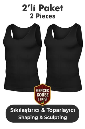 Erkek Korse Atlet 2’li Paket – Bel, Göğüs ve Göbek Toparlayıcı, Destekleyici ve Sıkılaştırıcı BEYAZ