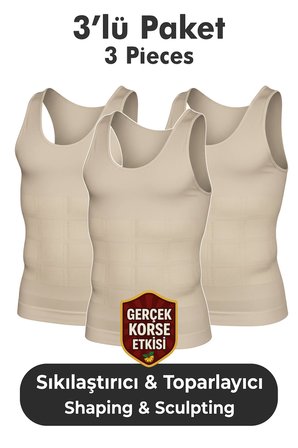 Erkek Korse Atlet 3’lü Paket – Bel, Göğüs ve Göbek Toparlayıcı, Destekleyici ve Sıkılaştırıcı BEYAZ