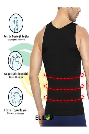 Erkek Shapewear Atlet - Göbek ve Göğüs Toparlayıcı, Dik Duruş Destekli Fit Korse Atlet