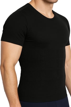 Erkek Korse Atlet Göğüs Jinekomasti ve Göbek Toparlayıcı Karın Sıkılaştırıcı Fit Görünüm Kısa Kollu