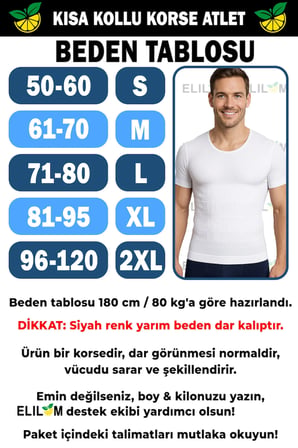 Erkek Korse Atlet Göğüs Jinekomasti ve Göbek Toparlayıcı Karın Sıkılaştırıcı Fit Görünüm Kısa Kollu