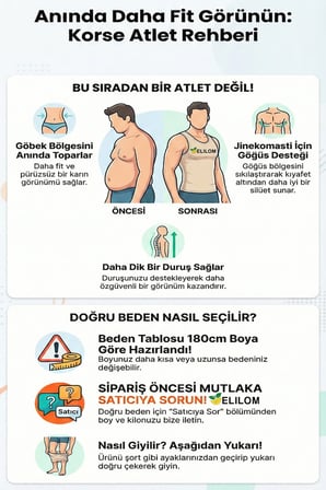 Korse Atlet Erkek – Jinekomasti Desteği, Göbek Toparlayıcı, Duruş Destekleyici | Elilom YUKKA