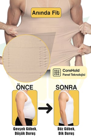 Korse Atlet Erkek – Jinekomasti Desteği, Göbek Toparlayıcı, Duruş Destekleyici | Elilom YUKKA