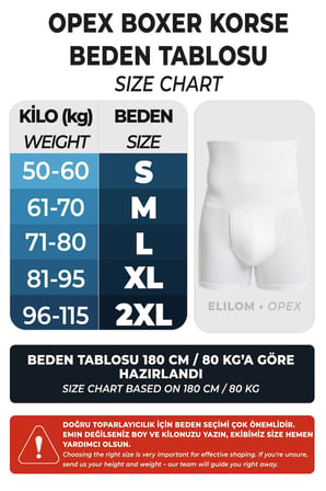 Korse Boxer Bel, Göbek, Karın Toparlayıcı ve Sıkılaştırıcı Yüksek Bel Korseli Bokser, Beyaz - Opex