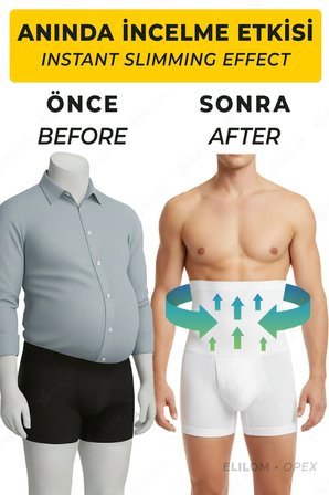 Korse Boxer Bel, Göbek, Karın Toparlayıcı ve Sıkılaştırıcı Yüksek Bel Korseli Bokser, Beyaz - Opex