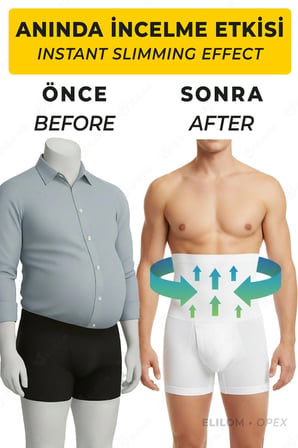 Korse Boxer Bel, Göbek, Karın Toparlayıcı ve Sıkılaştırıcı Yüksek Bel Korseli Bokser, Beyaz - Opex