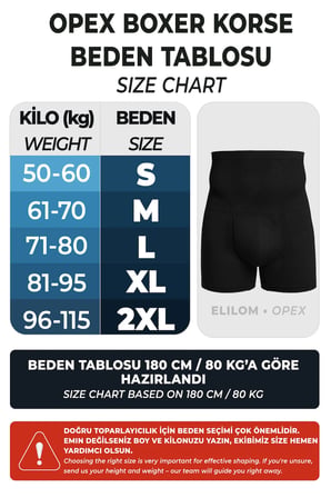 Korse Boxer Bel, Göbek, Karın Toparlayıcı ve Sıkılaştırıcı Yüksek Bel Korseli Bokser, Siyah - Opex