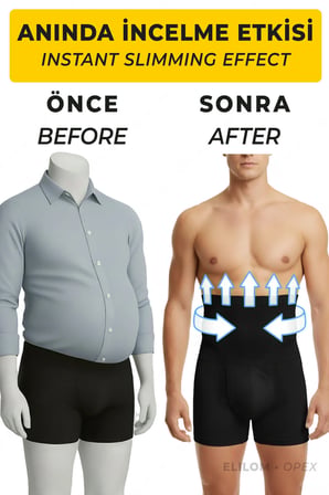Korse Boxer Bel, Göbek, Karın Toparlayıcı ve Sıkılaştırıcı Yüksek Bel Korseli Bokser, Siyah - Opex