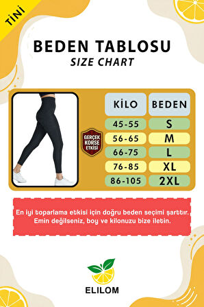 Tini Yüksek Bel Korse Tayt Göbek Toparlayıcı, İncelten ve Şekillendirici Extra Sıkı, Siyah - ELİLOM