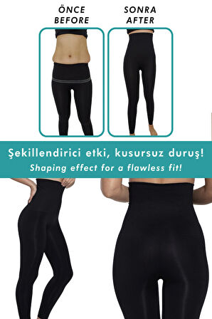 Tini Yüksek Bel Korse Tayt Göbek Toparlayıcı, İncelten ve Şekillendirici Extra Sıkı, Siyah - ELİLOM