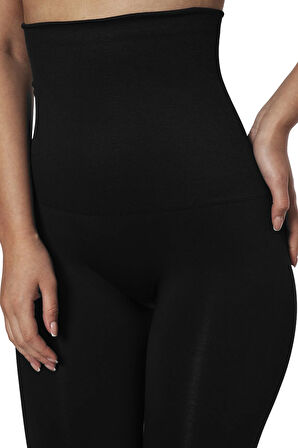 Tini Yüksek Bel Korse Tayt Göbek Toparlayıcı, İncelten ve Şekillendirici Extra Sıkı, Siyah - ELİLOM