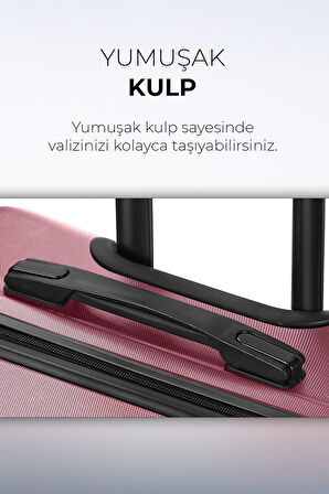 Polo&Sky Elmas Model Gül Kurusu Renk 2'li Valiz Seti Kabin+Orta