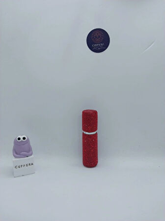 Parıldayan Elmas İşlemeli Mini Doldurulabilir Parfüm Şişesi 10 ML (Kırmızı)