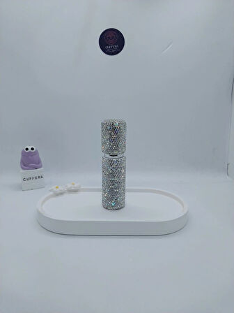 Parıldayan Elmas İşlemeli Mini Doldurulabilir Parfüm Şişesi 10 ML (Gümüş)