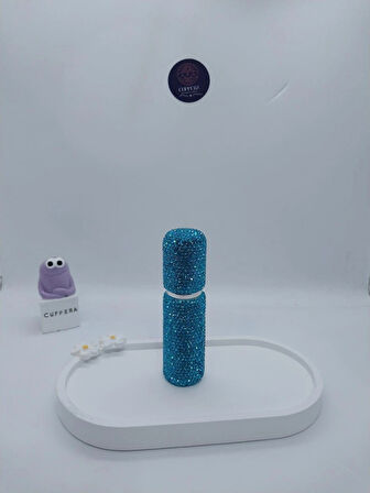 Parıldayan Elmas İşlemeli Mini Doldurulabilir Parfüm Şişesi 10 ML (Mavi)