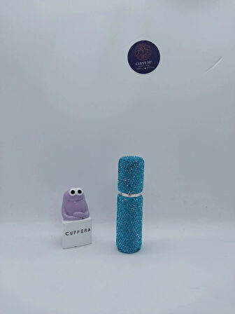 Parıldayan Elmas İşlemeli Mini Doldurulabilir Parfüm Şişesi 10 ML (Mavi)