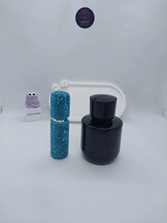 Parıldayan Elmas İşlemeli Mini Doldurulabilir Parfüm Şişesi 10 ML (Mavi)