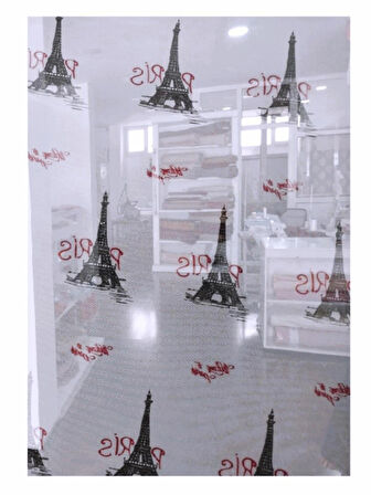 Taç tül perde-Paris motifli