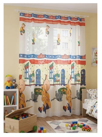 Taç Lisanslı Çizgi Kahraman Caillou Tül Perde: Çocuk Odaları Için- 1/2 (Seyrek) Pile