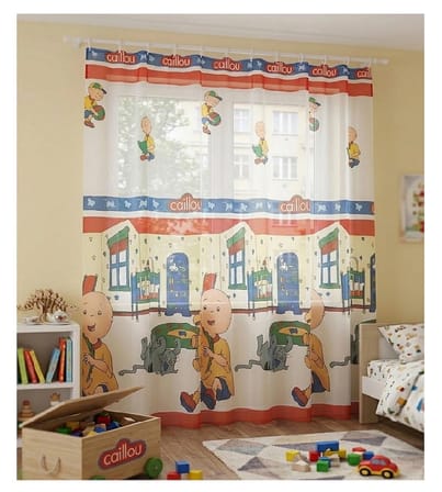 Taç Lisanslı Çizgi Kahraman Caillou Tül Perde: Çocuk Odaları Için- 1/2 (Seyrek) Pile